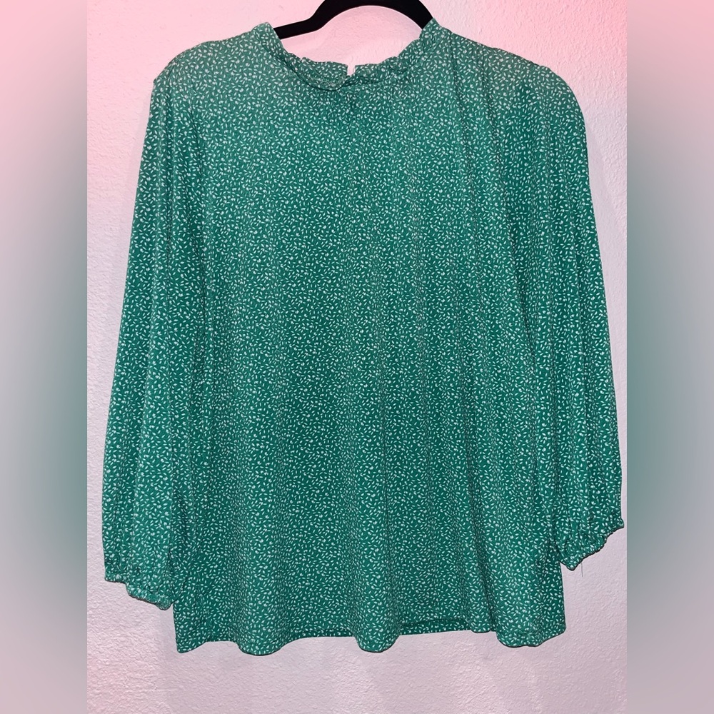 Adrianna Papell Green Patterned Blouse